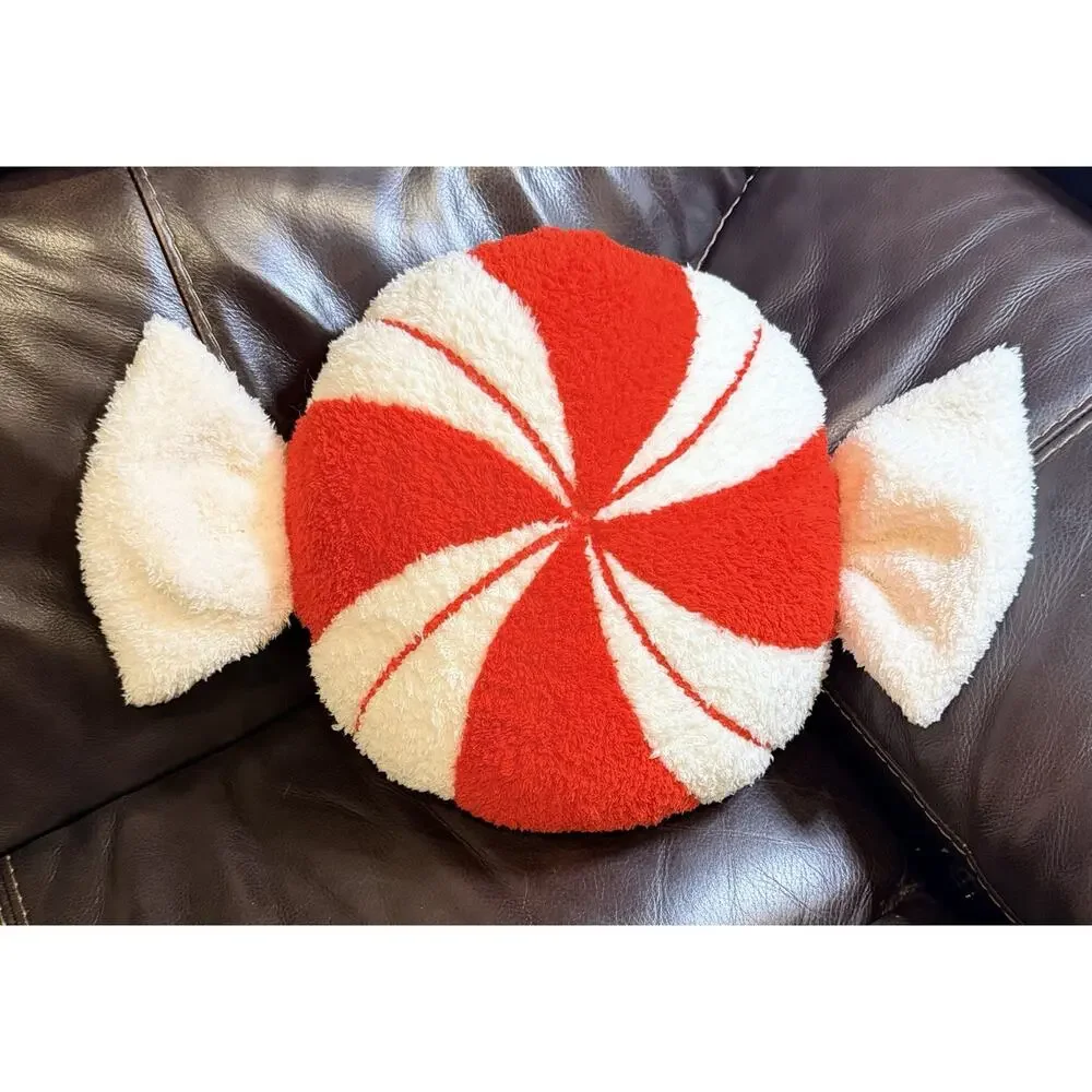 New Target Wondershop Christmas Peppermint Candy Plush Throw Pillow Holiday Deco